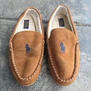 Polo Ralph Lauren Dezi With Polo Pony Slippers Brown Loafer Moccasin